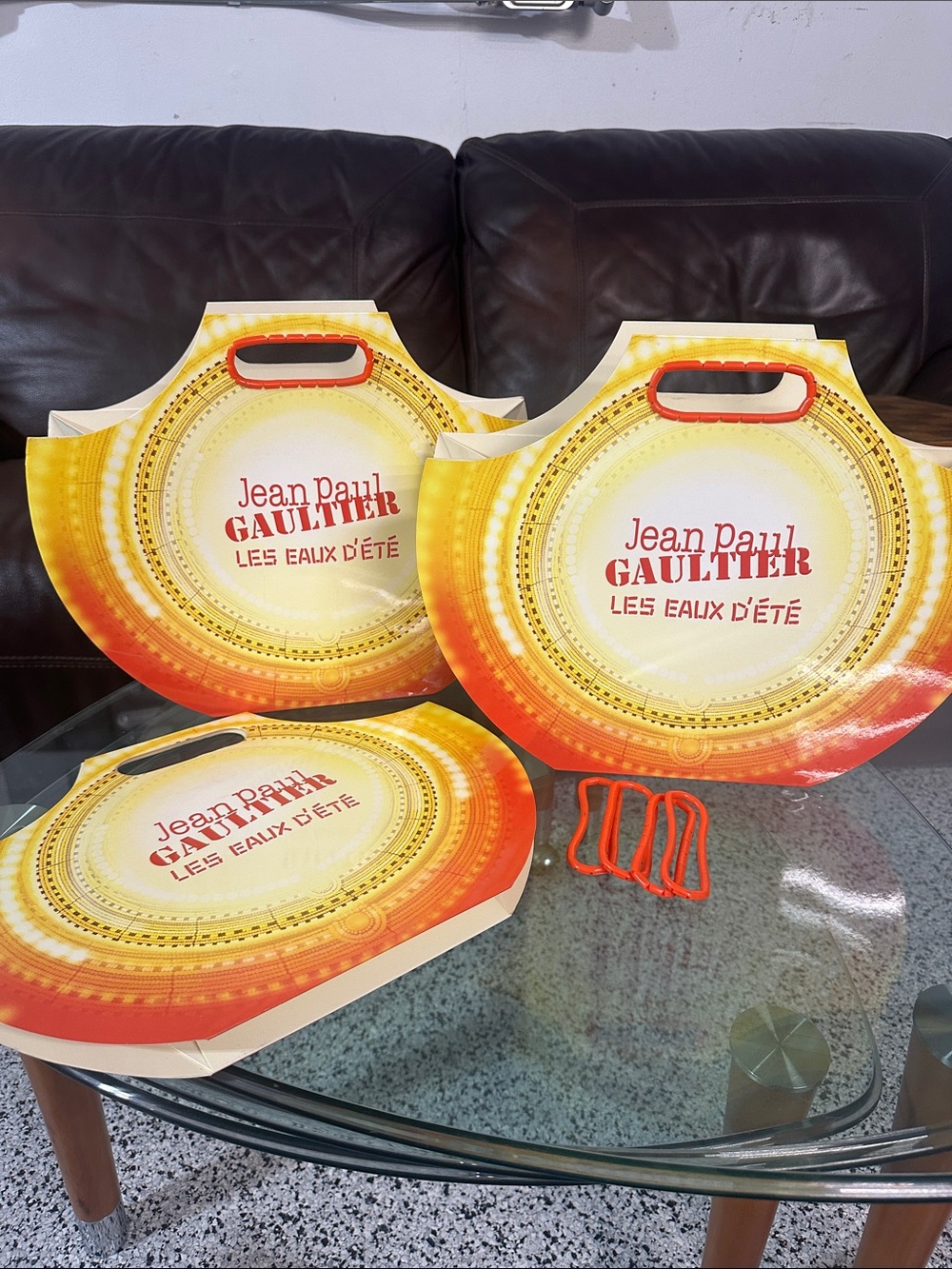 Jean Paul Gaultier Yellow & Orange Les Eaux D'Été Round Gift Bags - Set of 3